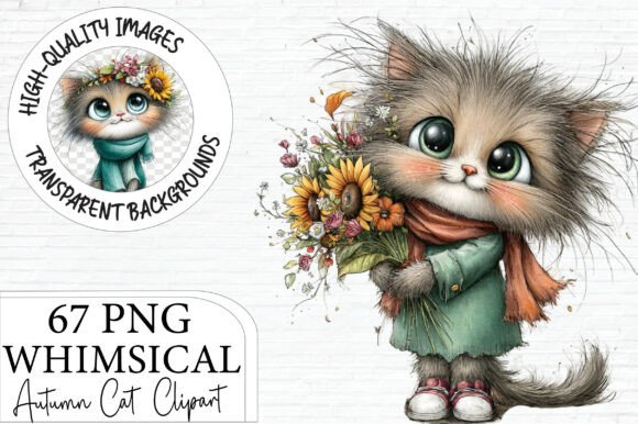 Download Whimsical Autumn Cat Clipart Bundle - Premium Resources