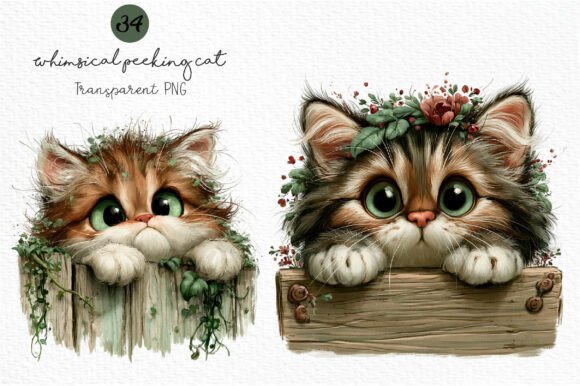 Download Whimsical Peeking Cat Clipart - Premium Resources