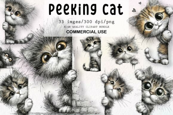 Download Whimsical Peeking Cat Clipart - Premium Resources