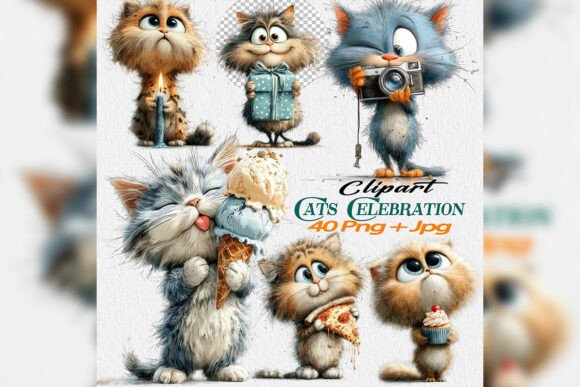 Download Birthday Cat Clipart PNG Party Bundle - Premium Bundle